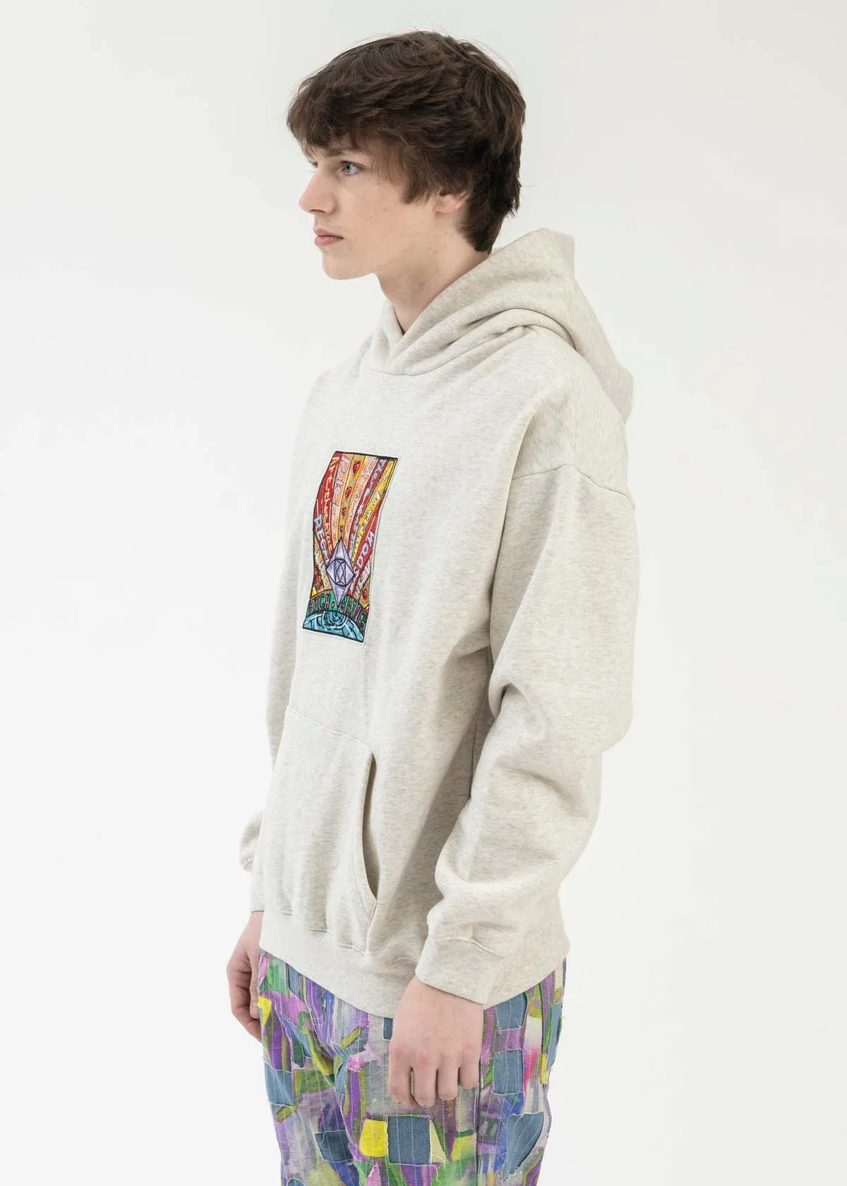 Richgainer Embroidery Patchwork Hoodies - Grey