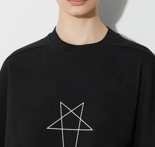 RICK OWENS  |Crew Neck Pullovers Star Unisex Street Style Plain Cotton