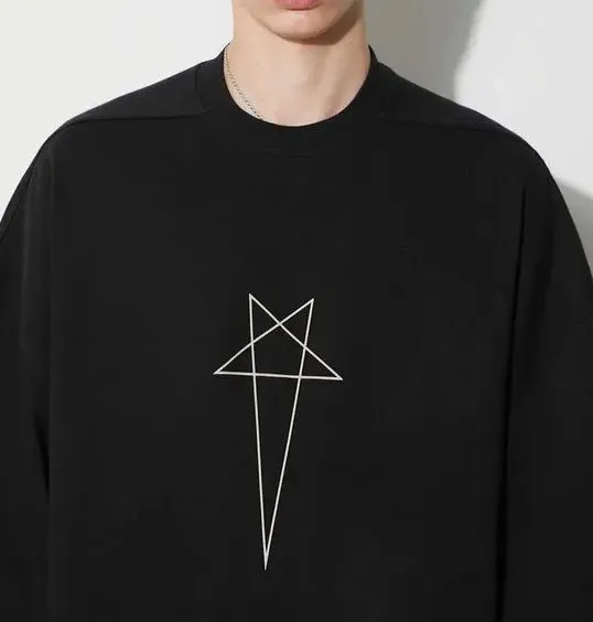 RICK OWENS  |Crew Neck Pullovers Star Unisex Street Style Plain Cotton