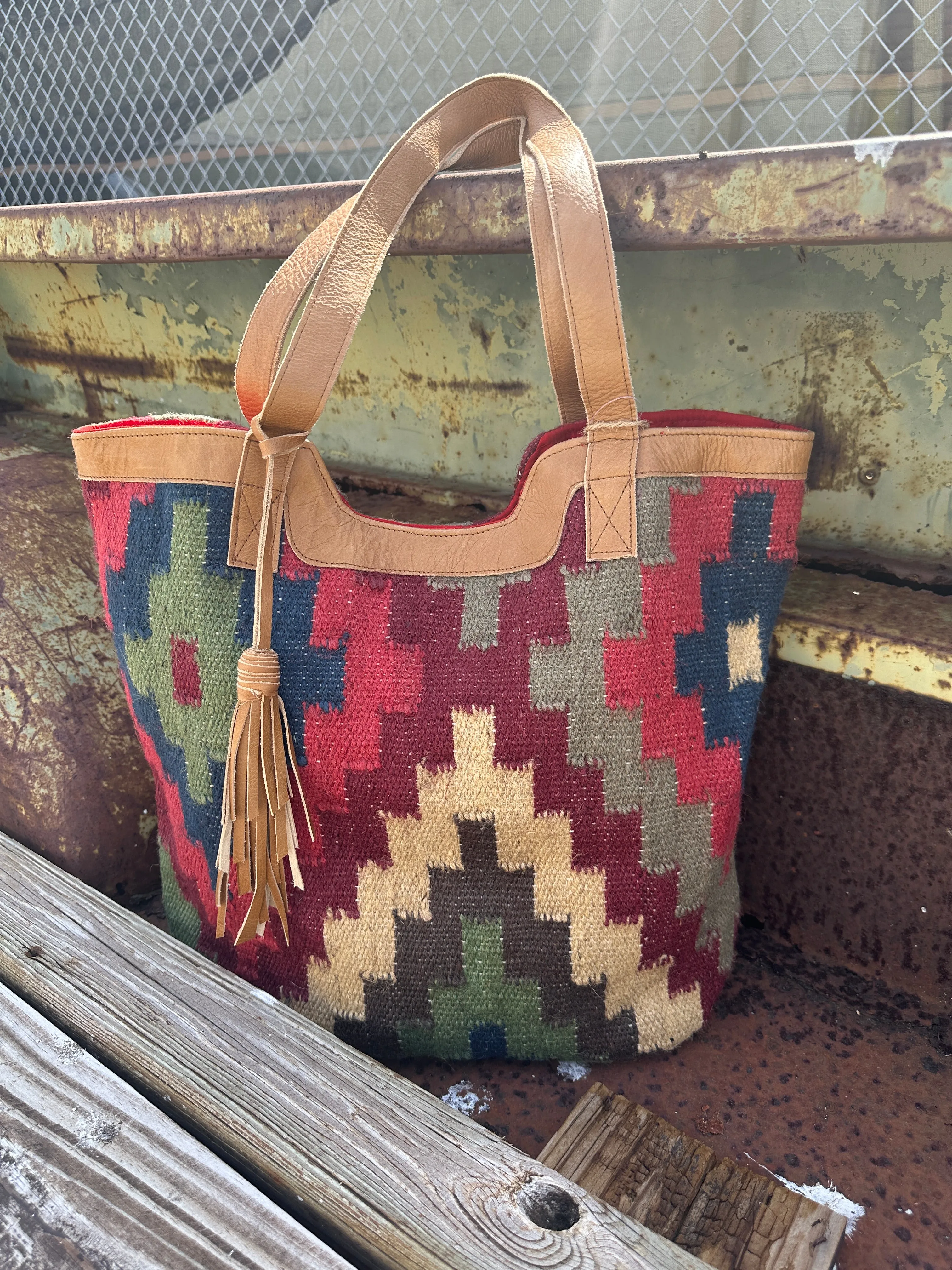 Rio Rancho Aztec Print Woven Saddle Blanket Tote Bag Purse