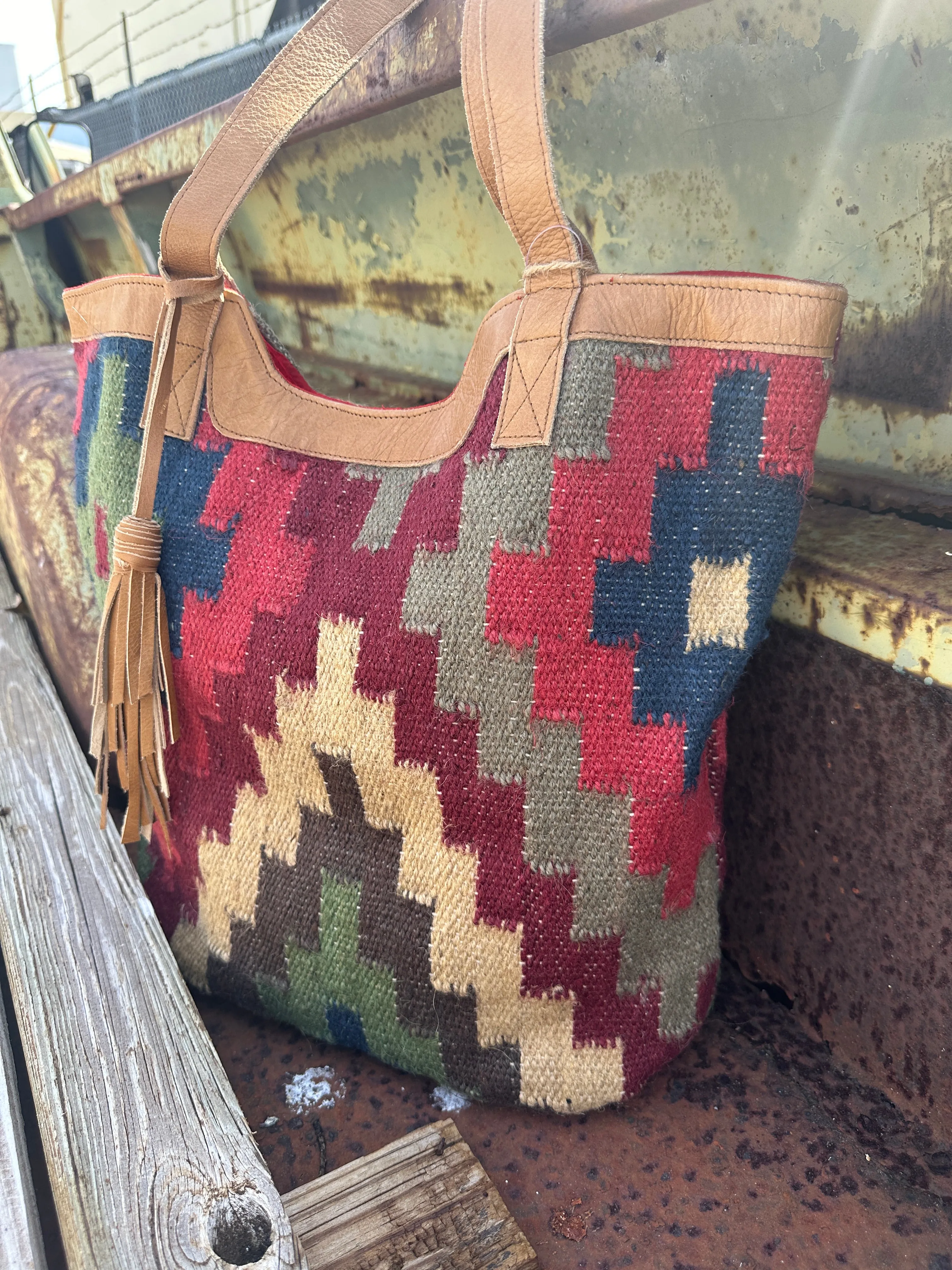 Rio Rancho Aztec Print Woven Saddle Blanket Tote Bag Purse