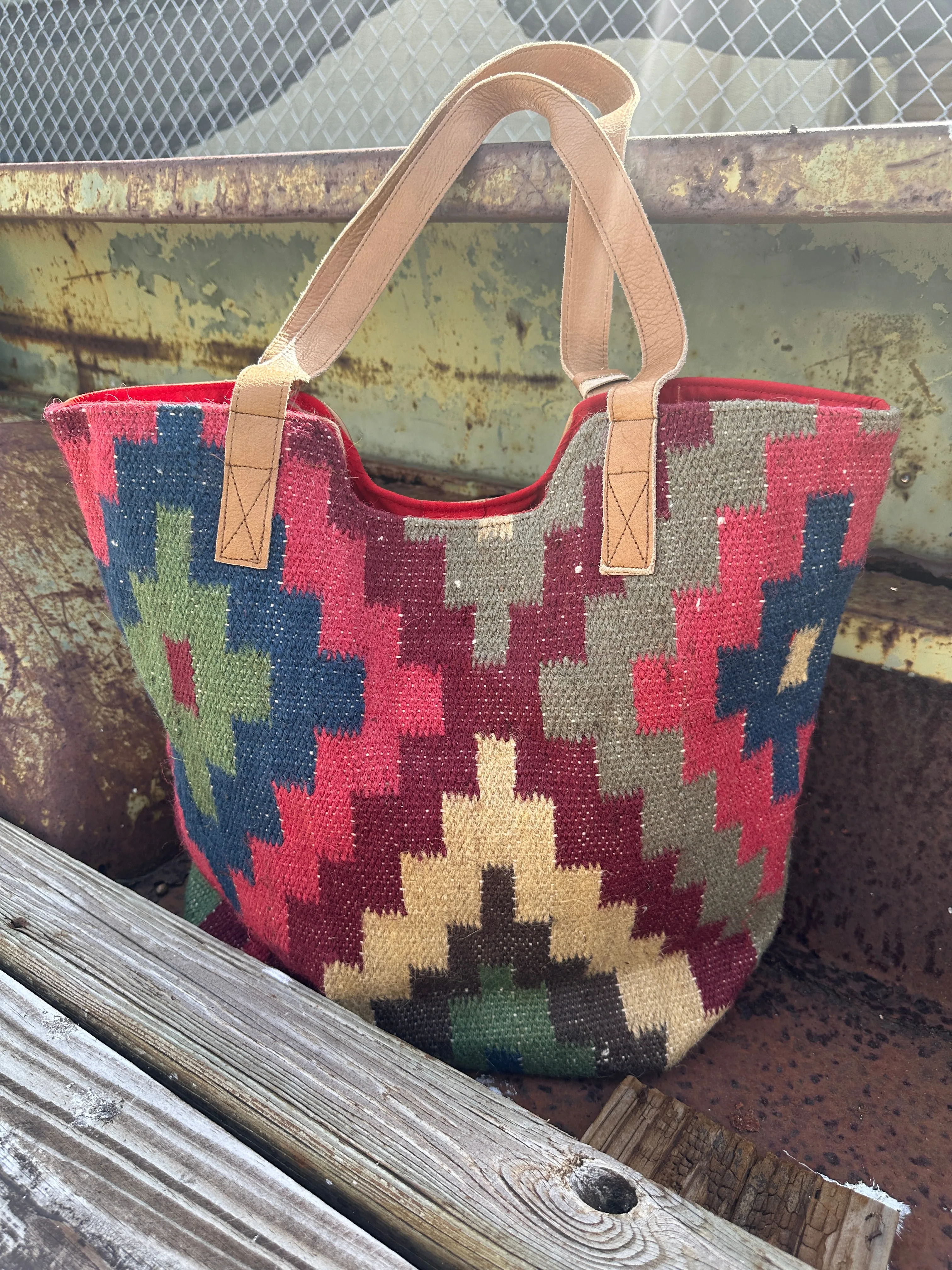 Rio Rancho Aztec Print Woven Saddle Blanket Tote Bag Purse