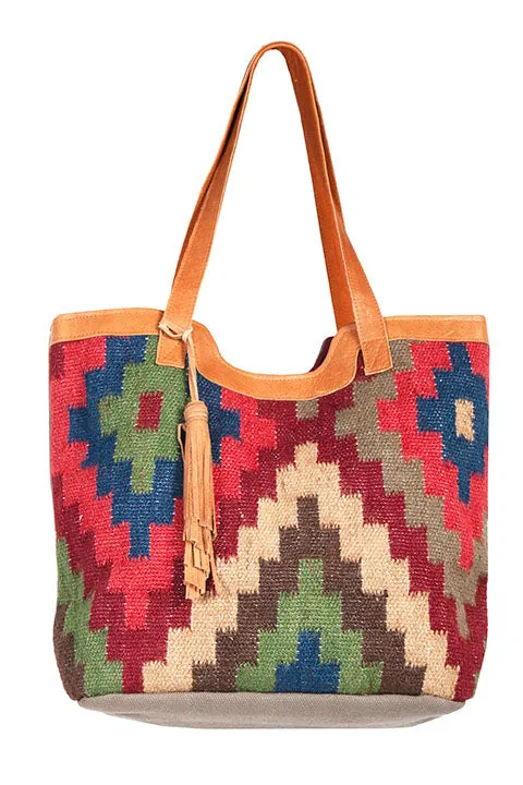 Rio Rancho Aztec Print Woven Saddle Blanket Tote Bag Purse