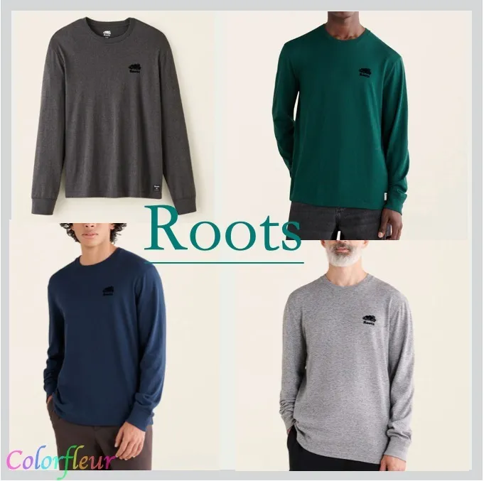 Roots  |Crew Neck Pullovers Street Style Long Sleeves Plain Cotton