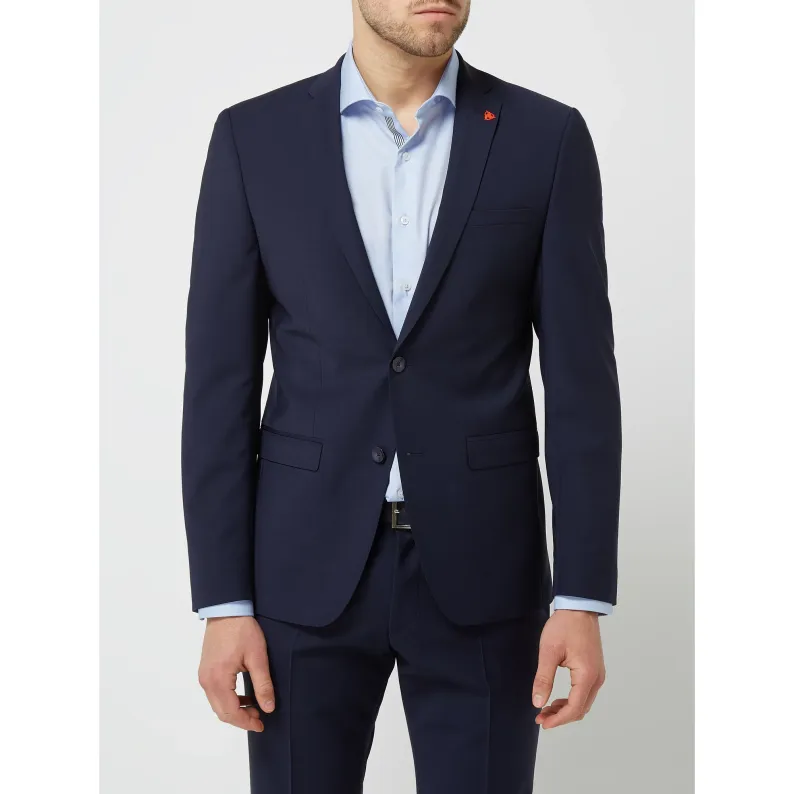 Roy Robson Slim Fit Extra Virgin Wool Blend Bi-Stretch 2 Button Blazer - Navy Blue 5046 Bi-Stretch