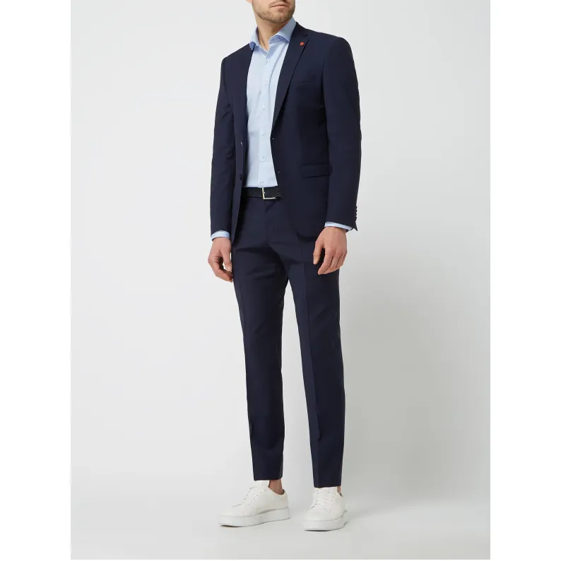 Roy Robson Slim Fit Extra Virgin Wool Blend Bi-Stretch 2 Button Blazer - Navy Blue 5046 Bi-Stretch