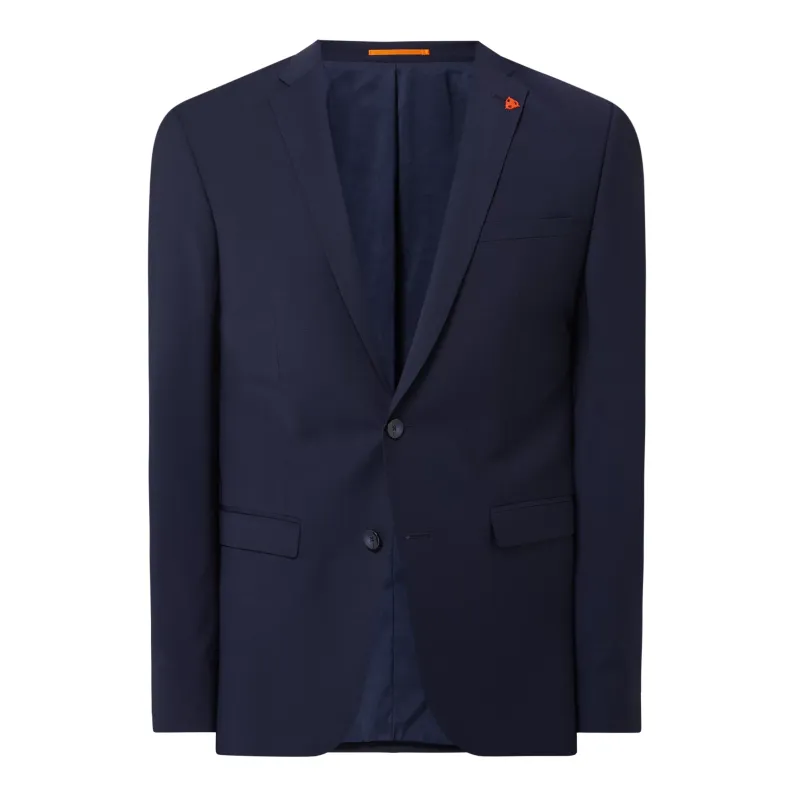 Roy Robson Slim Fit Extra Virgin Wool Blend Bi-Stretch 2 Button Blazer - Navy Blue 5046 Bi-Stretch