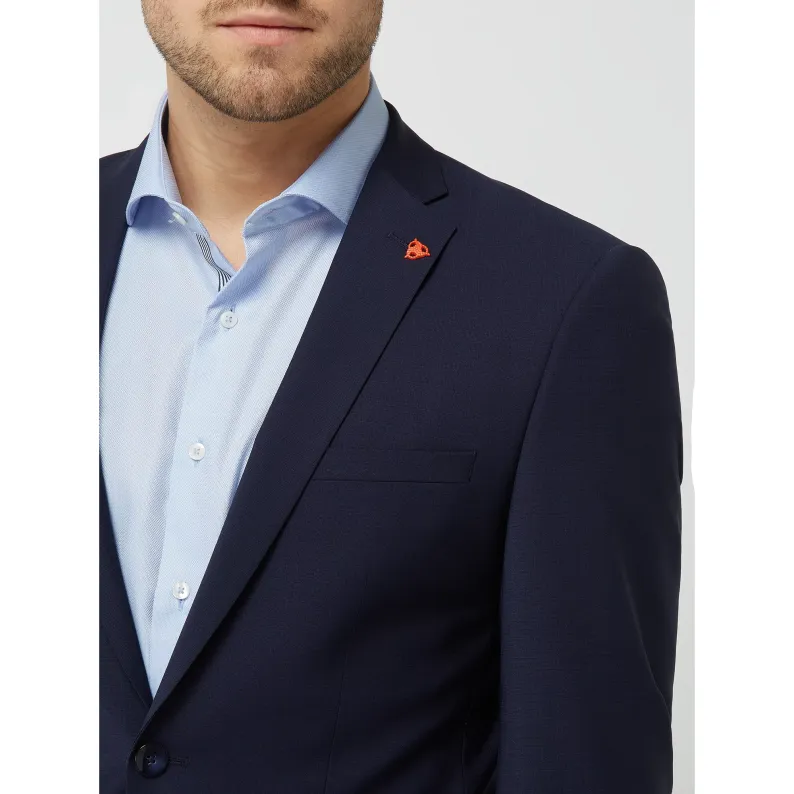 Roy Robson Slim Fit Extra Virgin Wool Blend Bi-Stretch 2 Button Blazer - Navy Blue 5046 Bi-Stretch