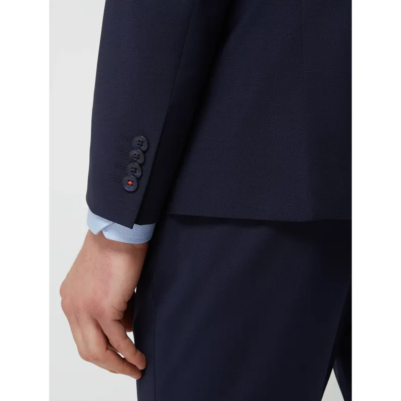 Roy Robson Slim Fit Extra Virgin Wool Blend Bi-Stretch 2 Button Blazer - Navy Blue 5046 Bi-Stretch