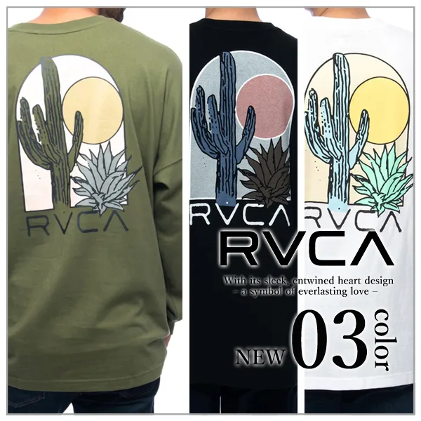 RVCA  |Crew Neck Long Sleeves Plain Long Sleeve T-shirt Logo