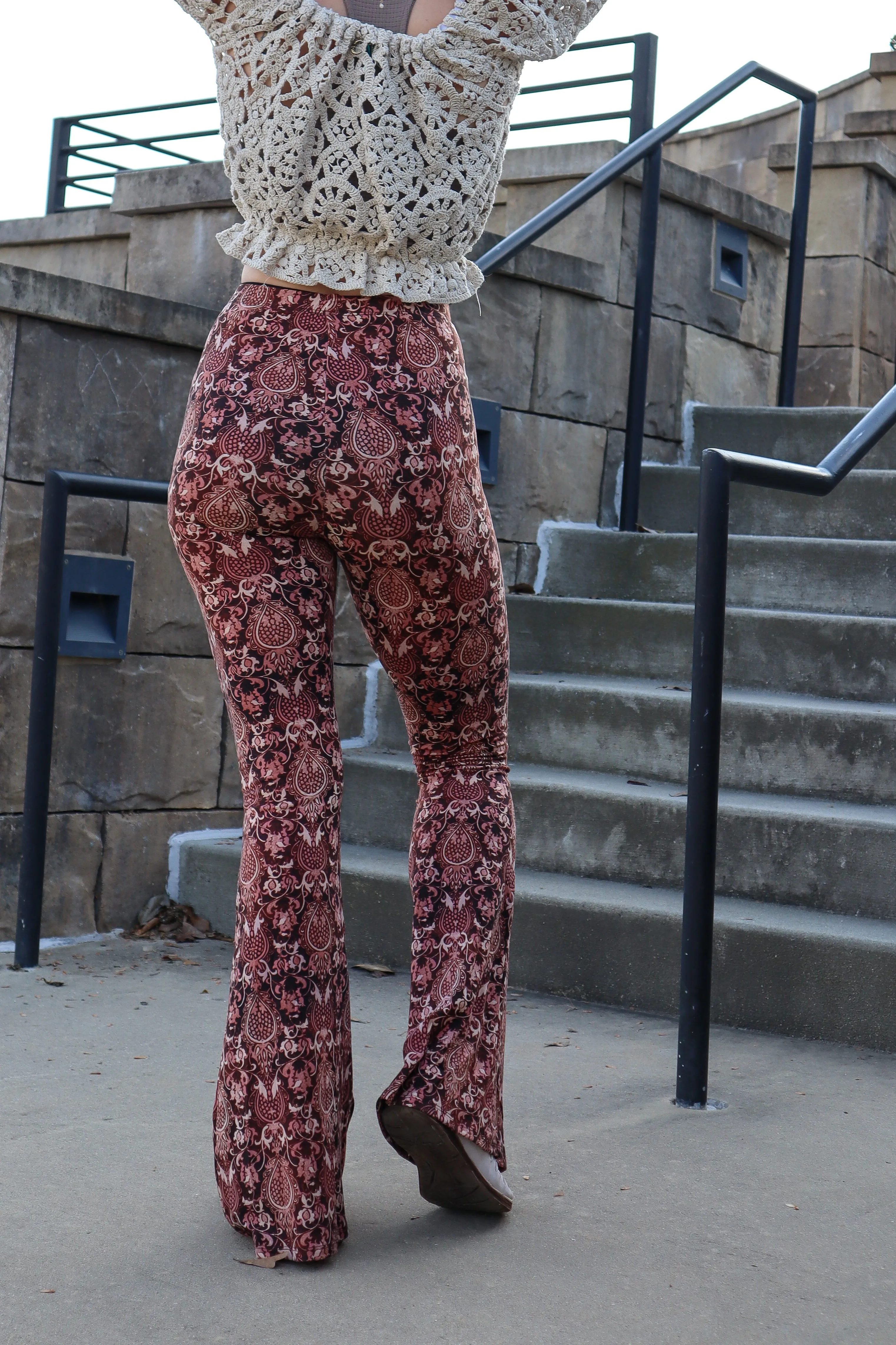 SALE Alchemy Print Pull On Hippie Flare Pants Leggings Layering Comfy