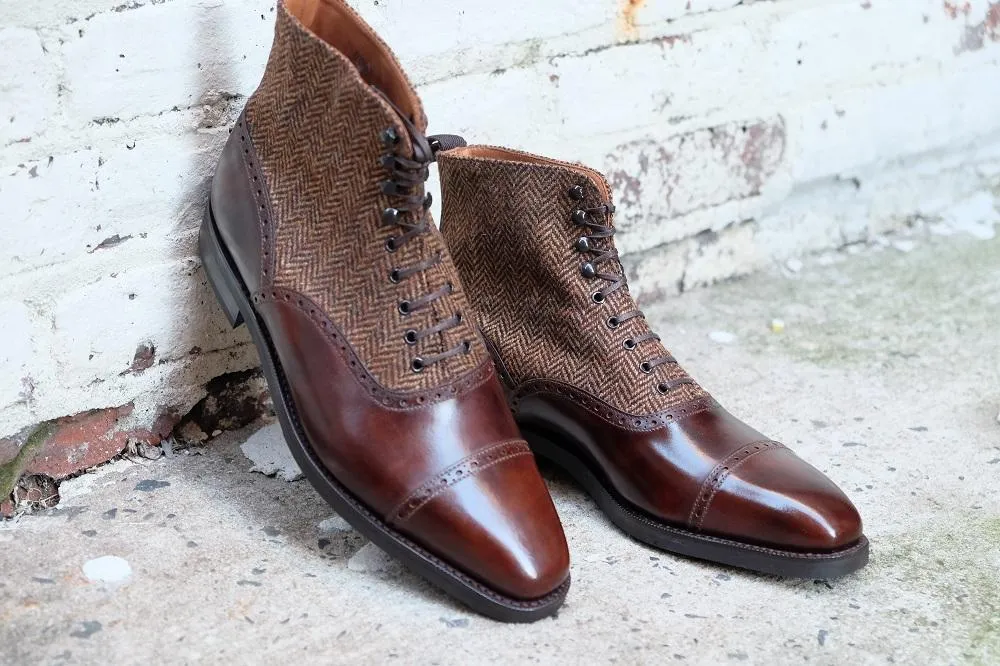 Seaview - MTO - Walnut Museum Calf / Gold Tweed - LPB Last - City Rubber Sole