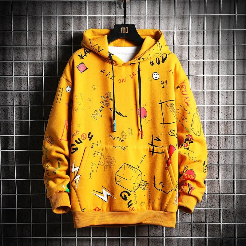 Single Road Japanese Yellow White Black Blue Anime Hoodie