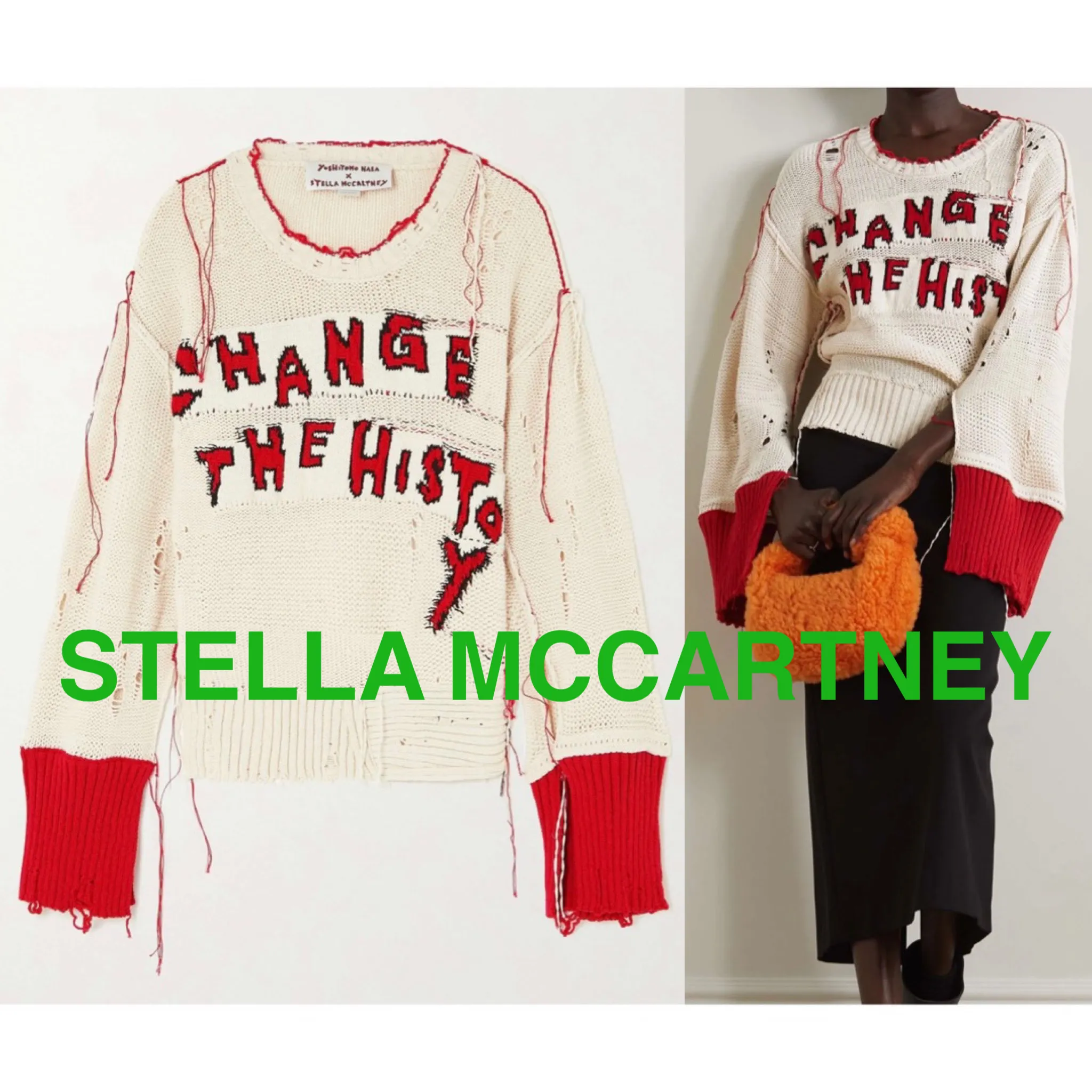 Stella McCartney  |Crew Neck Casual Style Long Sleeves Cotton