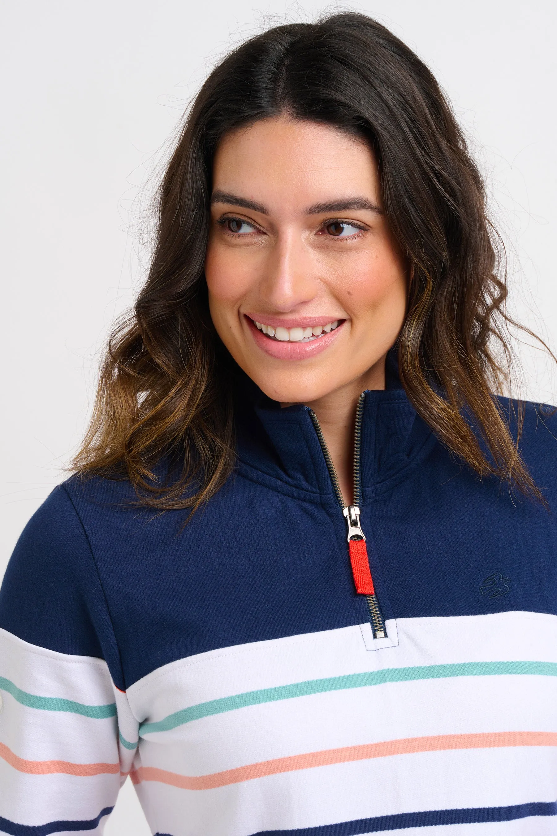 Stripe Quarter Zip Sweat