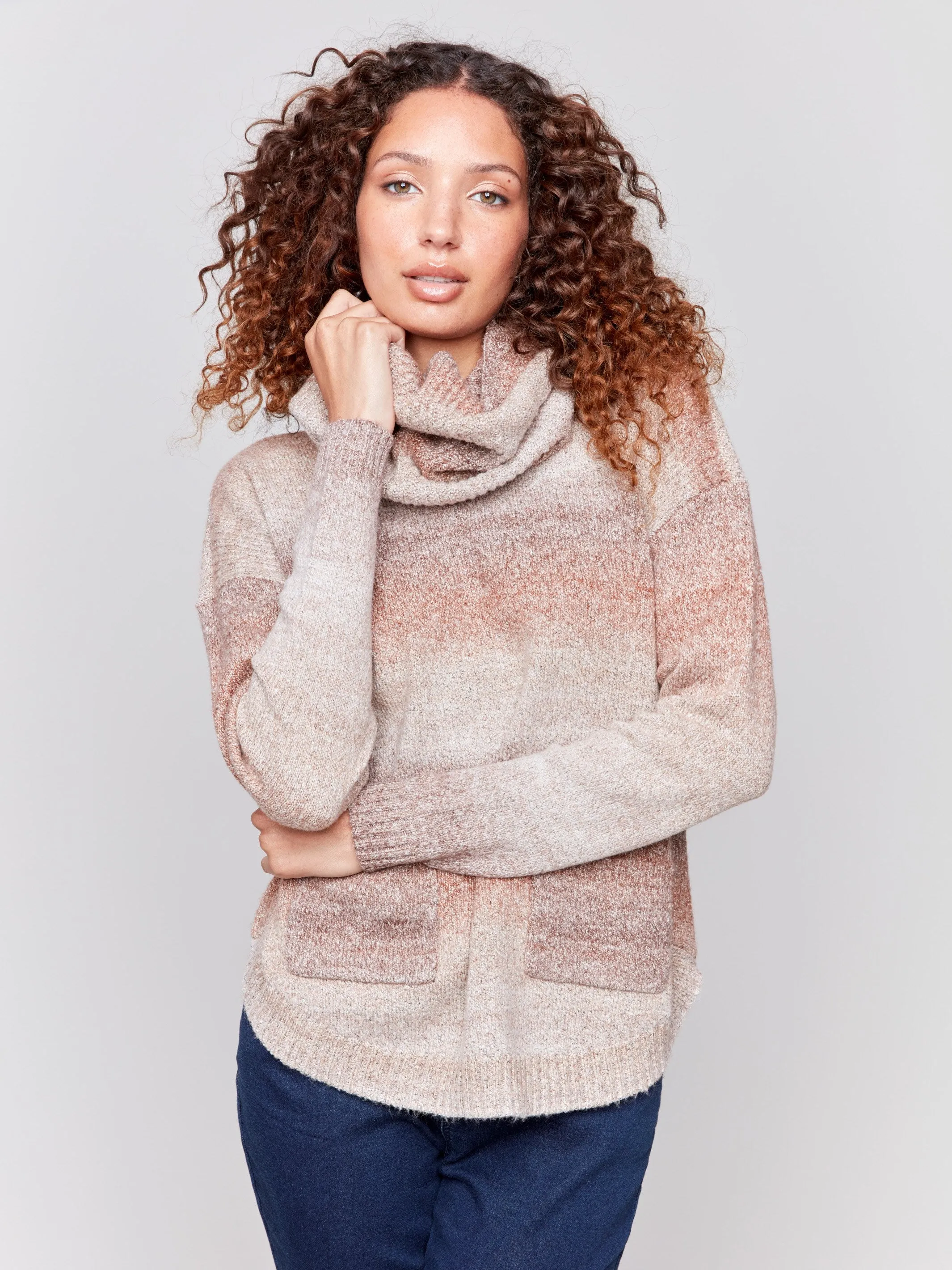 Sweater with Removable Scarf - Timber