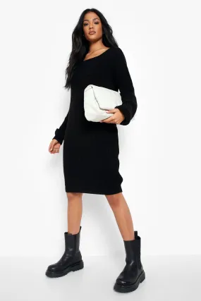 Tall Slash Neck Sweater Dress