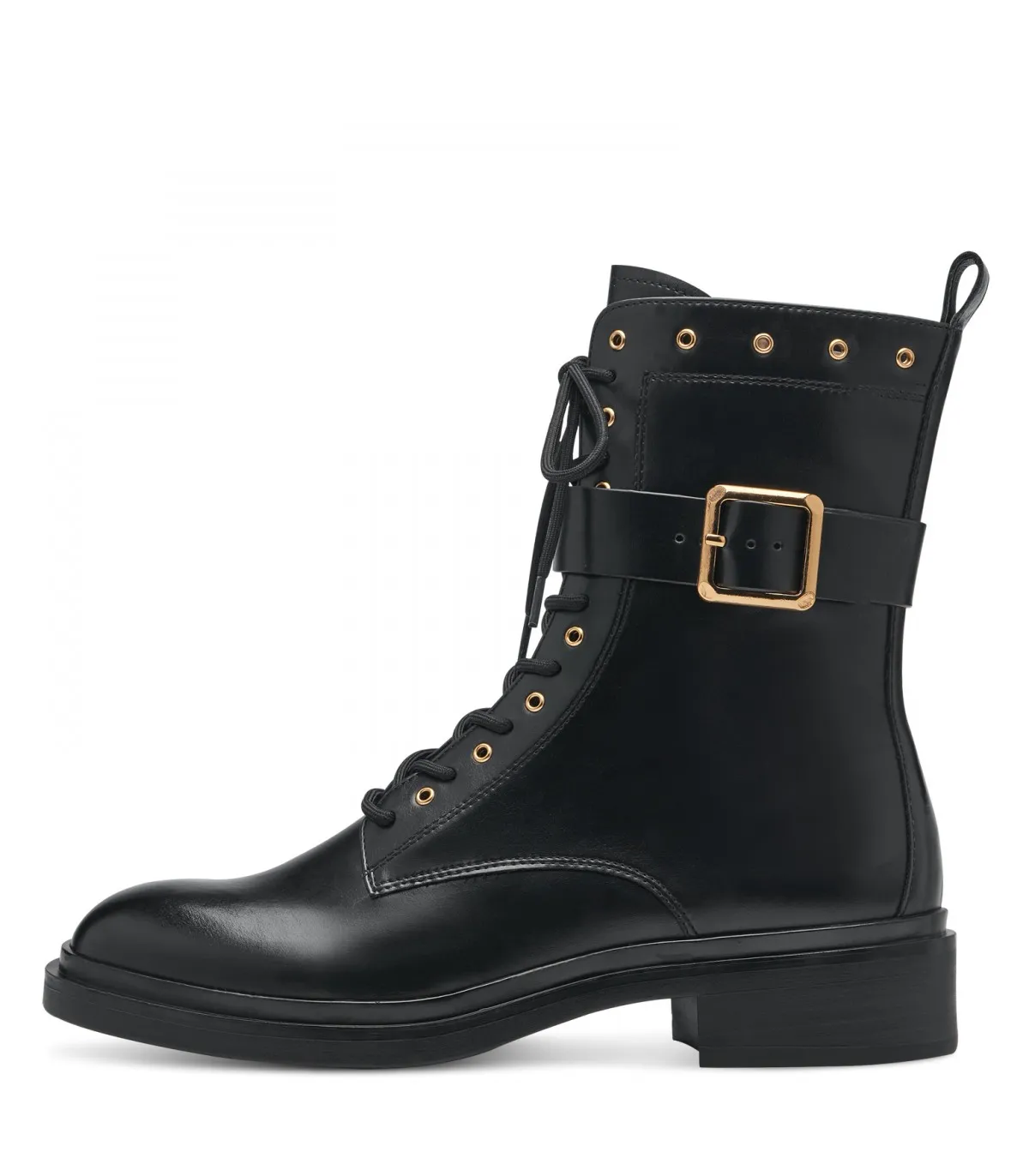 Tamaris Army Boot in Black Leather 25112