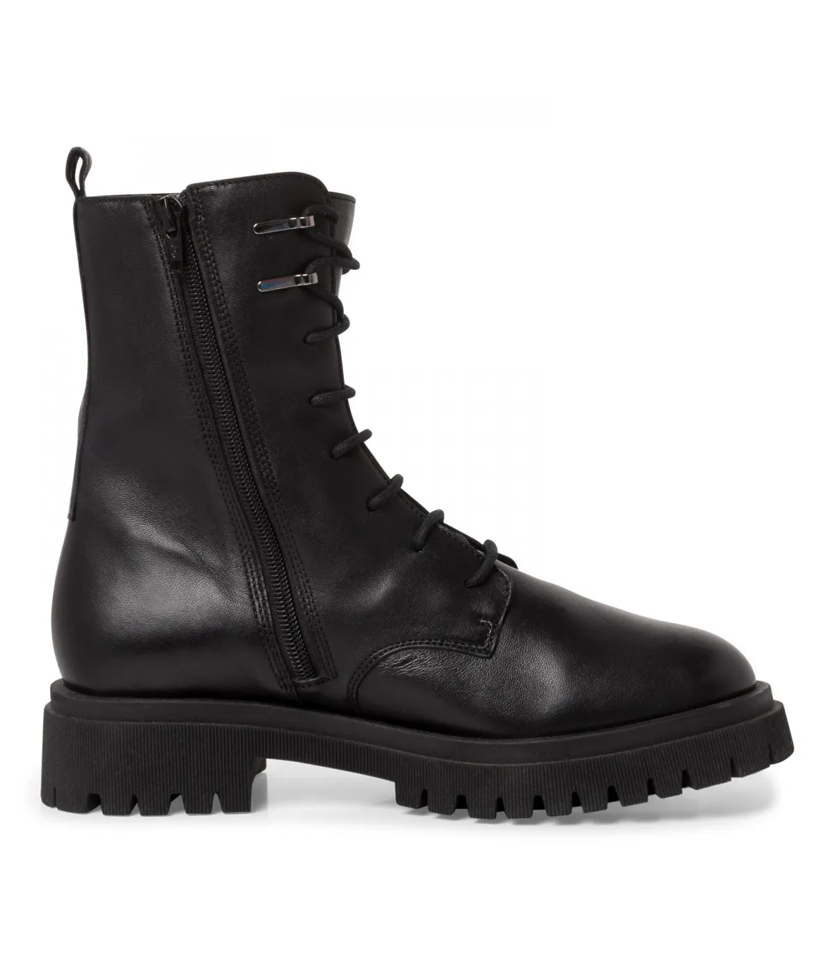 Tamaris Army Boot in Black Leather