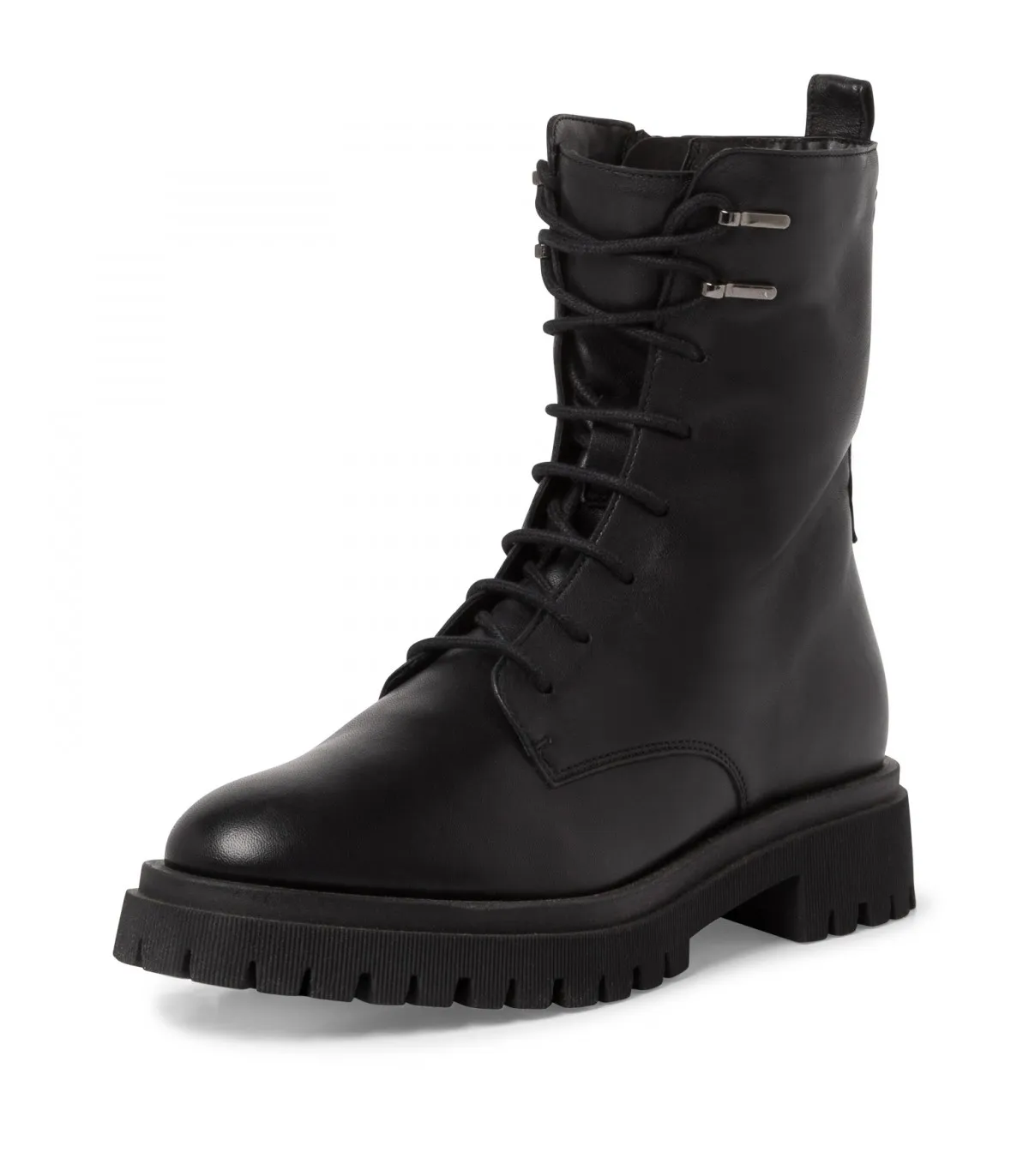 Tamaris Army Boot in Black Leather