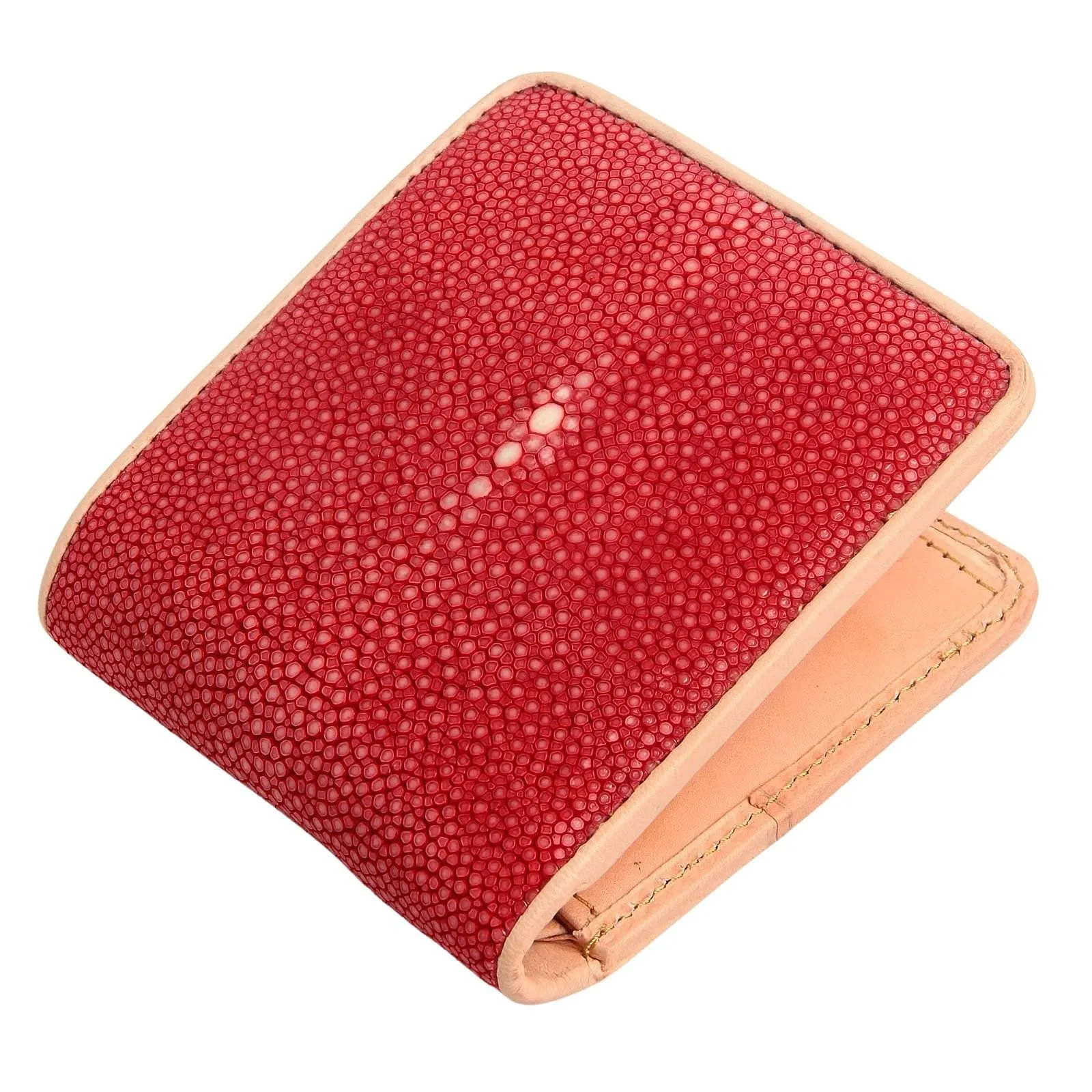 Thick Red Genuine Stingray Leather Wallet