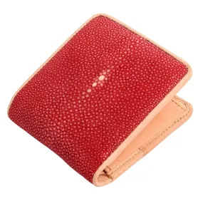 Thick Red Genuine Stingray Leather Wallet