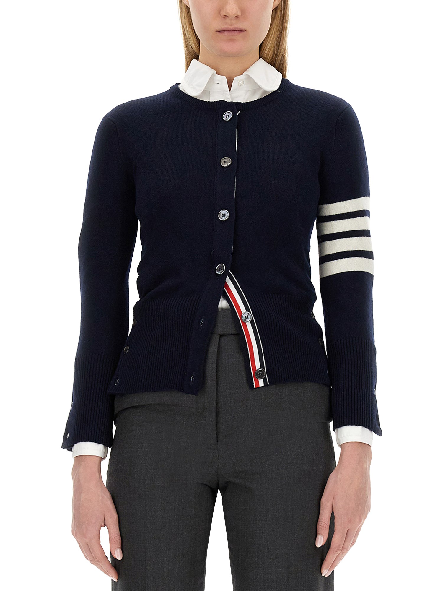 THOM BROWNE    4 BAR CASHMERE CARDIGAN