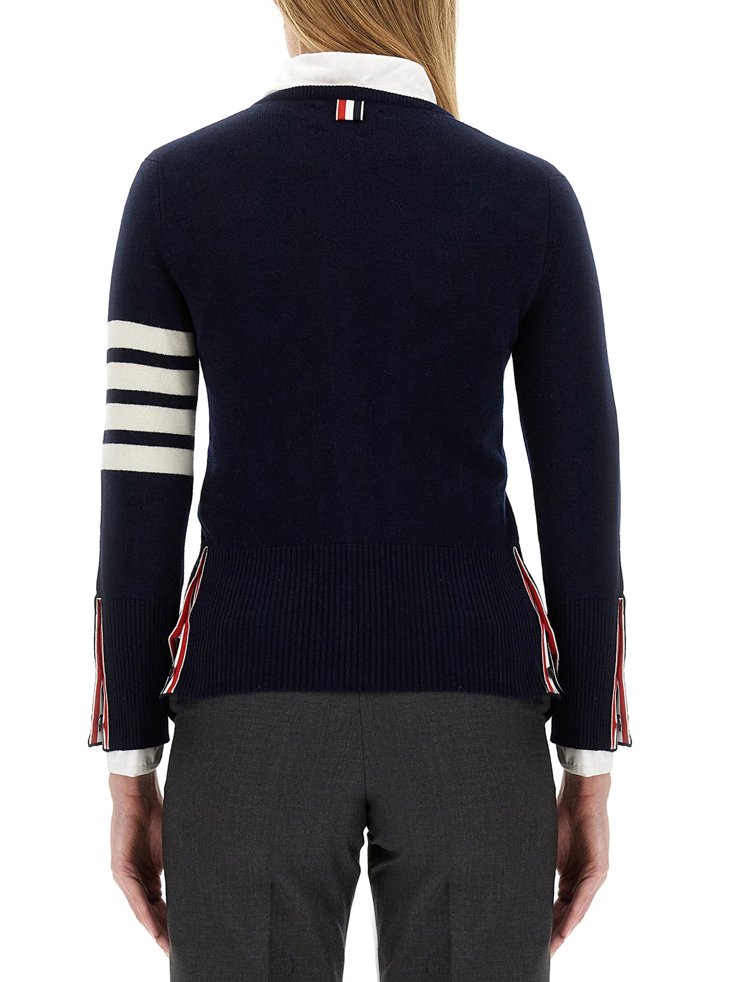 THOM BROWNE    4 BAR CASHMERE CARDIGAN