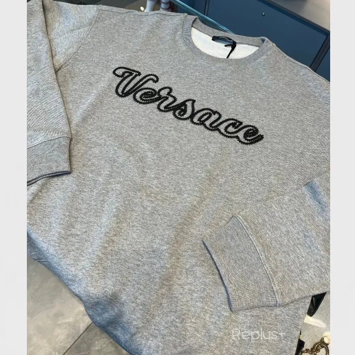 VERSACE  |Crew Neck Pullovers Unisex Street Style Long Sleeves Plain