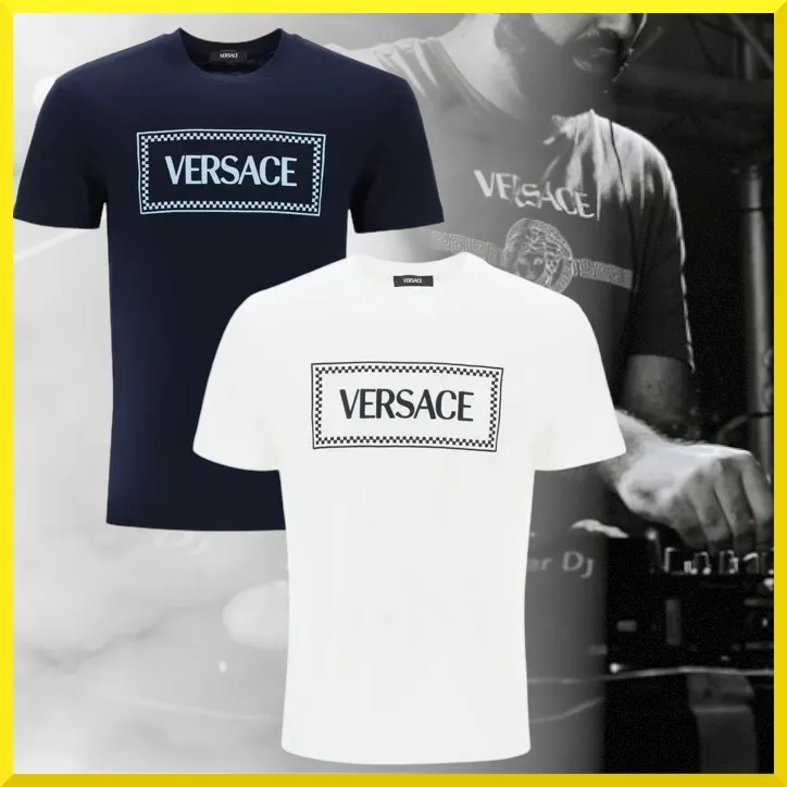 VERSACE  |Crew Neck Pullovers Unisex Street Style Plain Cotton