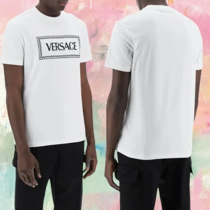 VERSACE  |Crew Neck Pullovers Unisex Street Style Plain Cotton