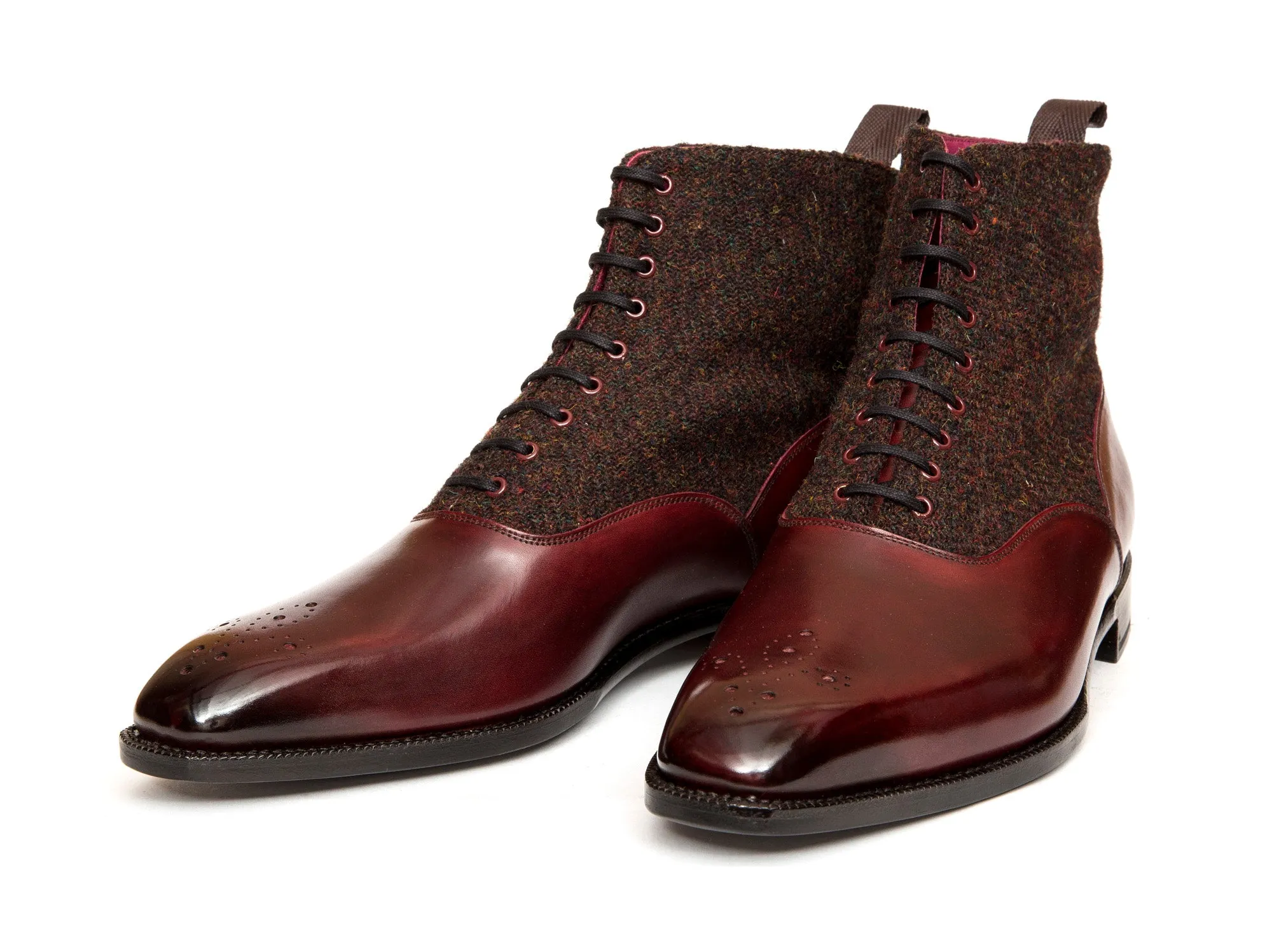 Wedgwood - MTO - Burgundy Calf / Burgundy Medley Tweed - MGF Last - Single Leather Sole