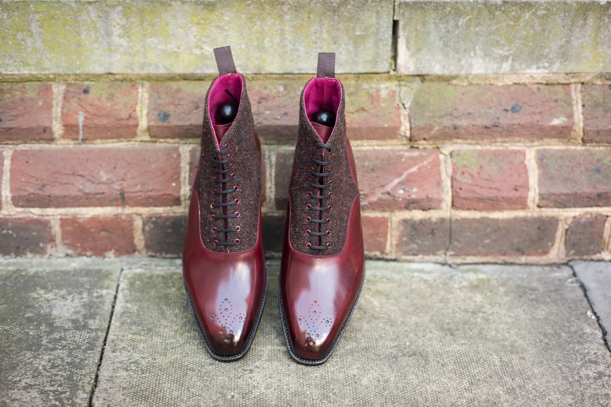 Wedgwood - MTO - Burgundy Calf / Burgundy Medley Tweed - MGF Last - Single Leather Sole