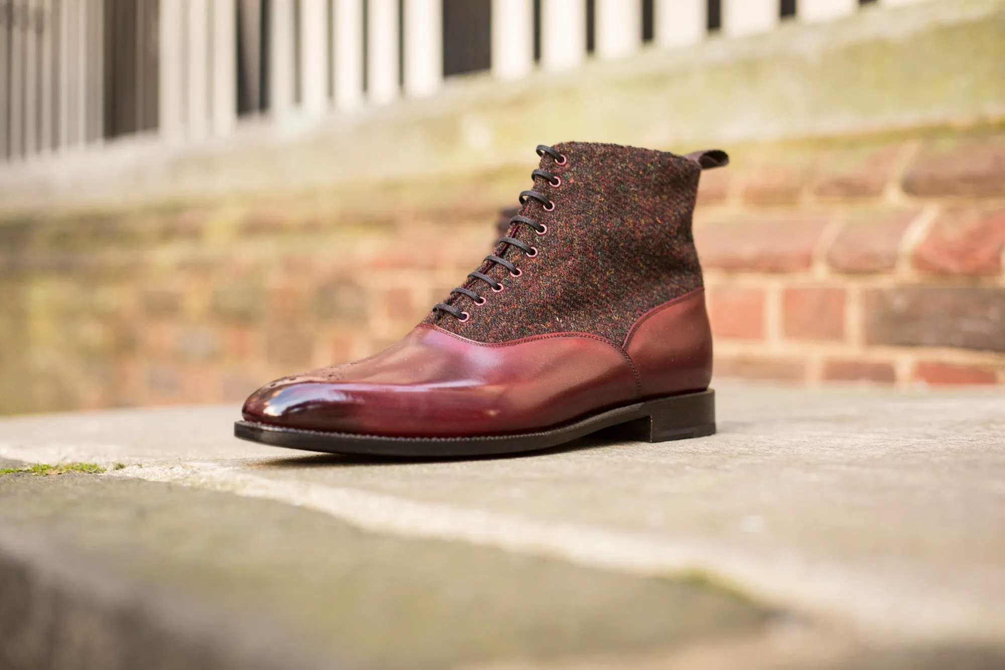 Wedgwood - MTO - Burgundy Calf / Burgundy Medley Tweed - MGF Last - Single Leather Sole