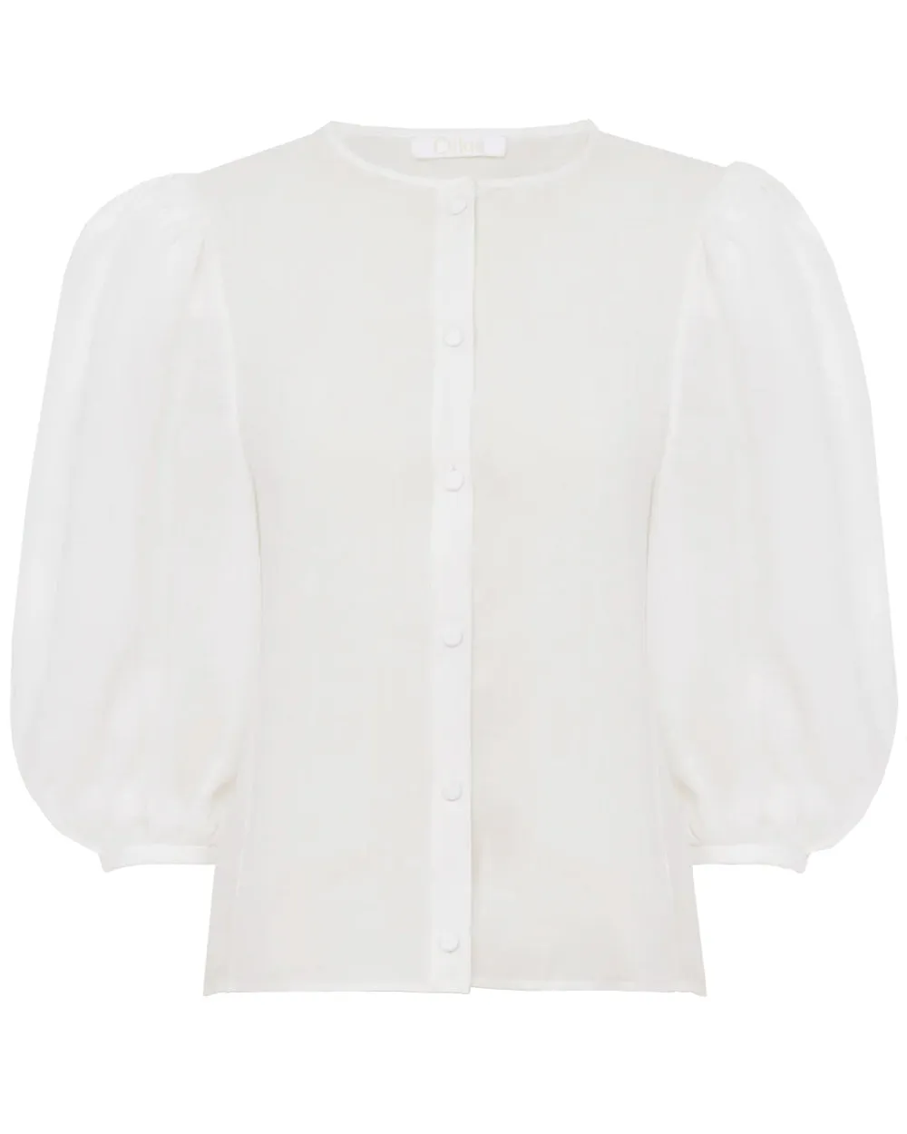 White Balloon Sleeve Blouse