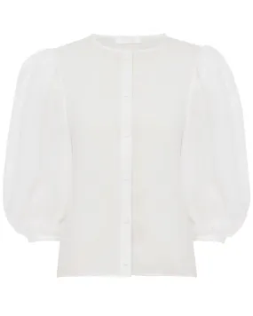 White Balloon Sleeve Blouse