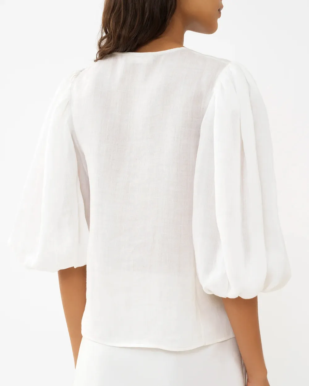 White Balloon Sleeve Blouse