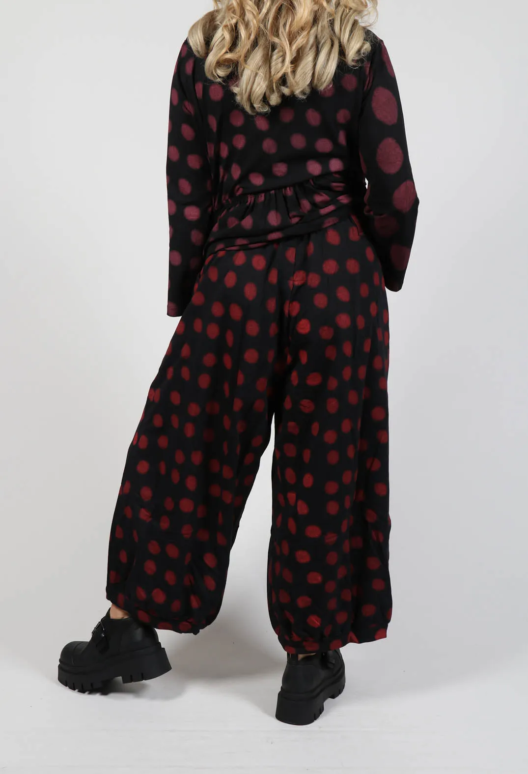 Wide Leg Trousers in Red Pois