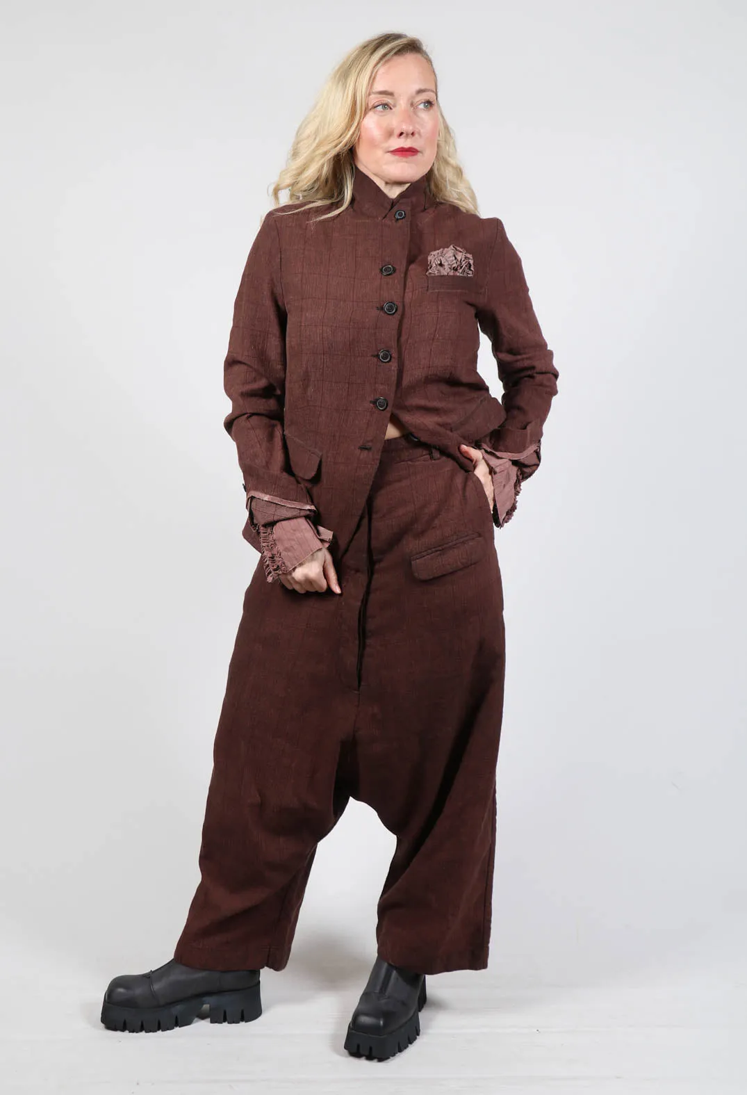 Wide Leg Trousers in Rust Cloud