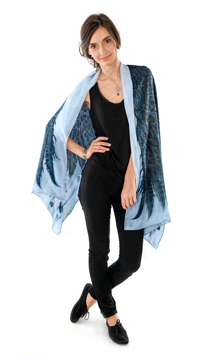 Wings of an Angel, black version, soft viscose scarf/wrap.