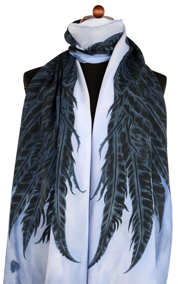 Wings of an Angel, black version, soft viscose scarf/wrap.