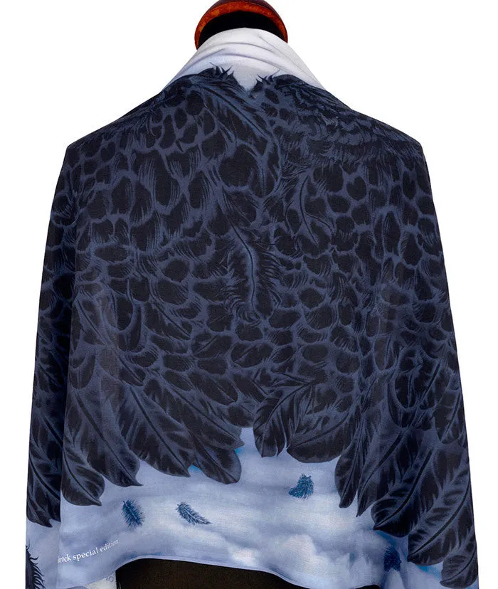 Wings of an Angel, black version, soft viscose scarf/wrap.