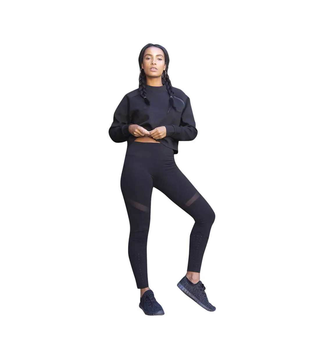 Womens/ladies panelled leggings black Tombo