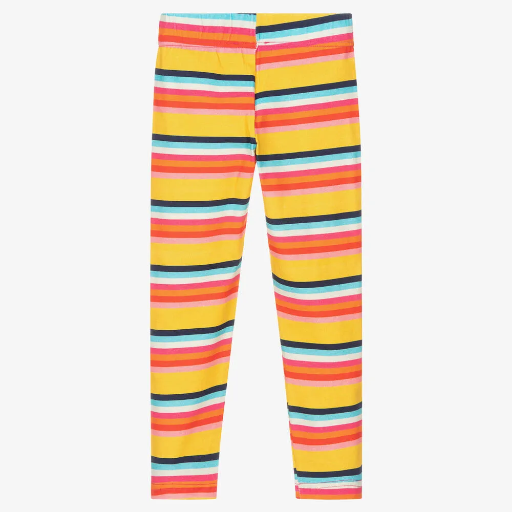 Yellow Striped Cotton Leggings