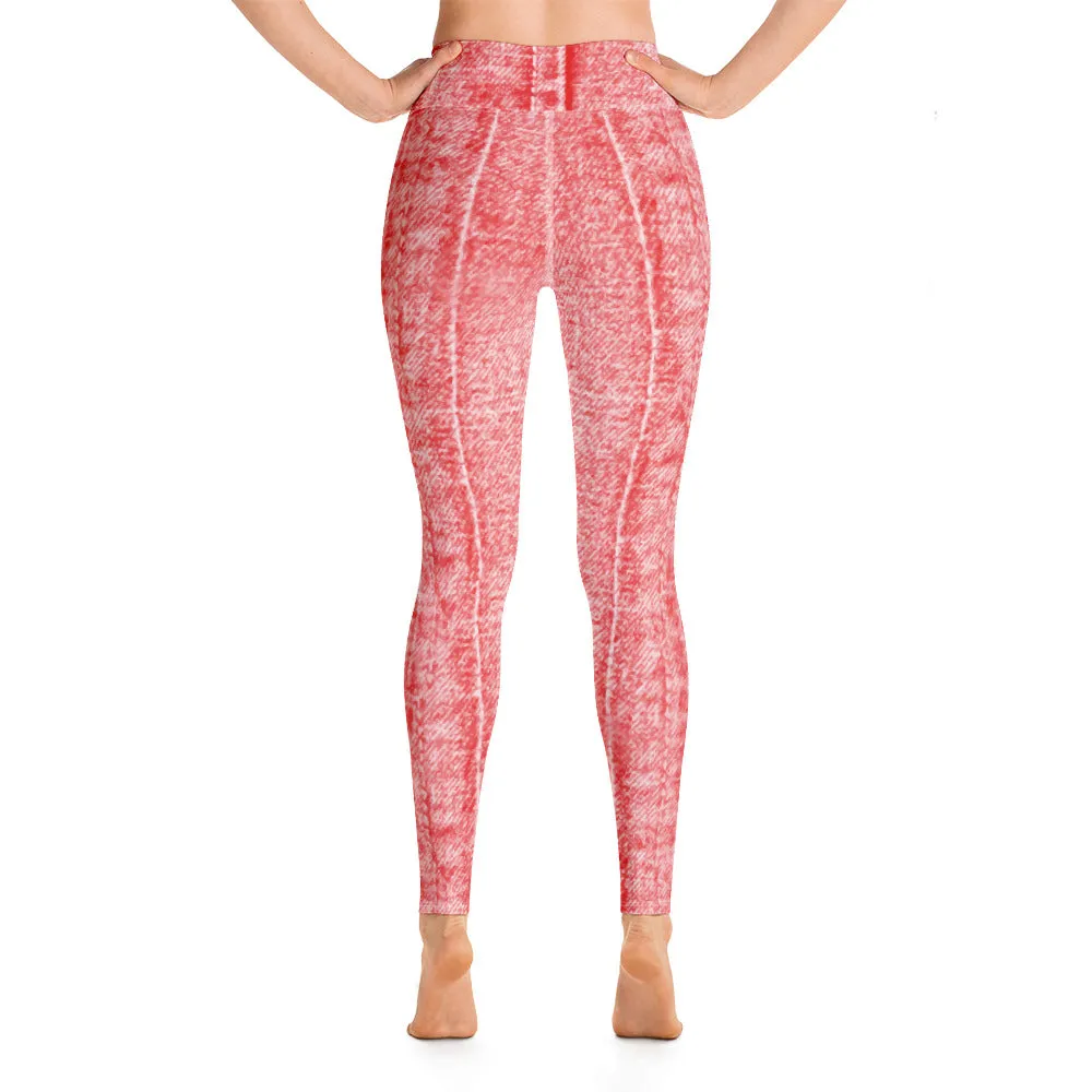 Yoga Leggings Denim Red