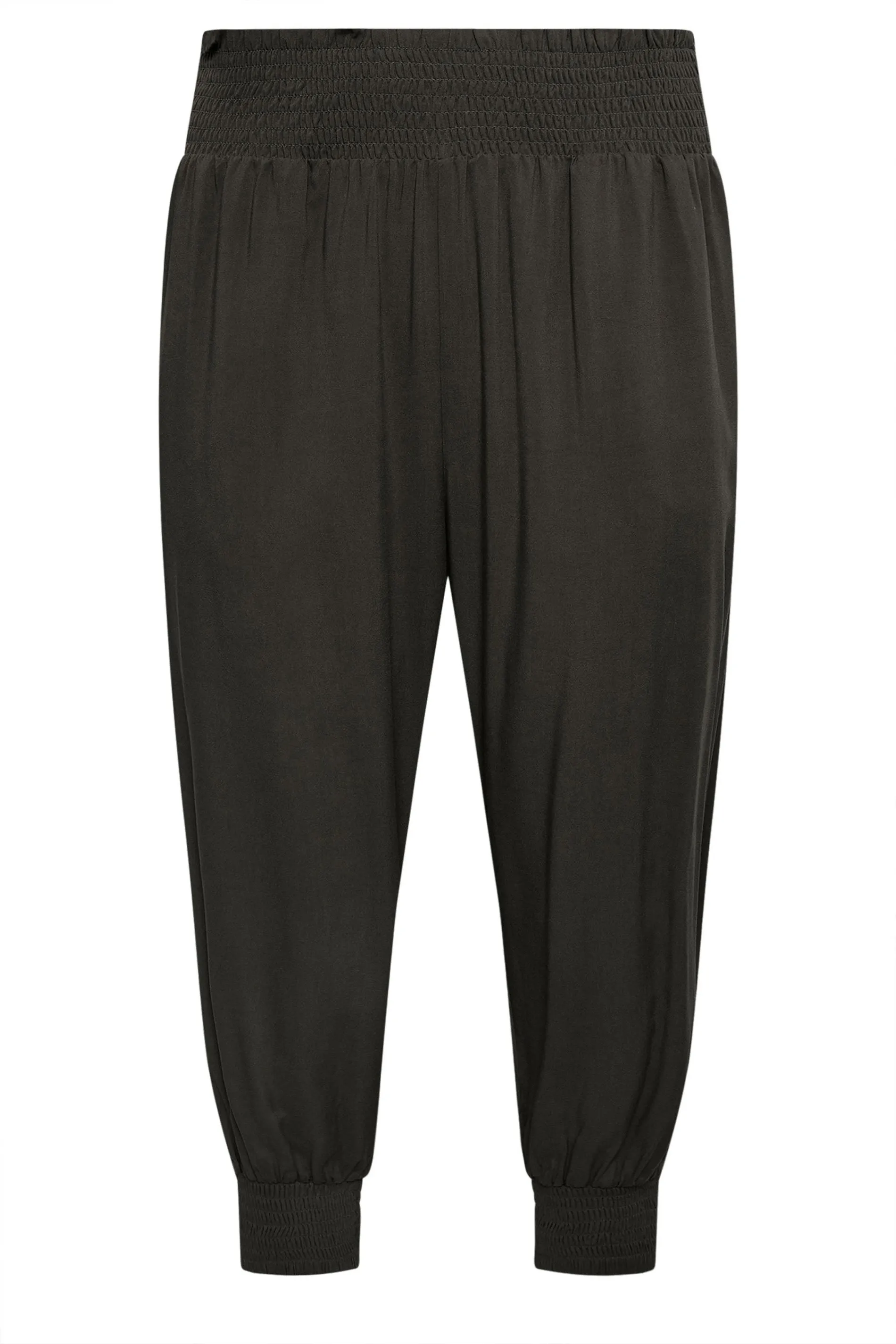 YOURS Curve Black Shirred Harem Trousers