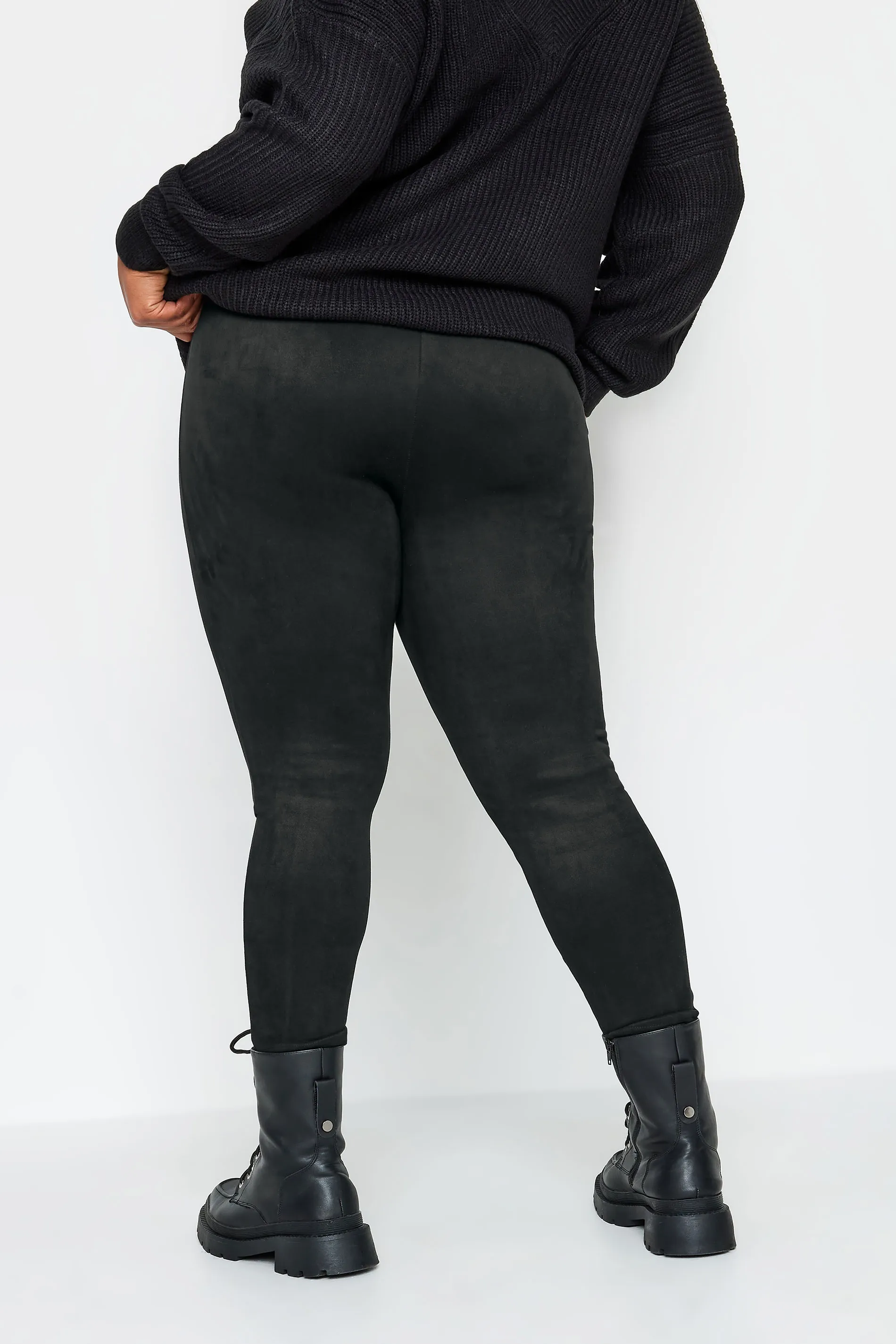 YOURS Curve Black Stretch Soft Touch Faux Suede High Waisted Leggings