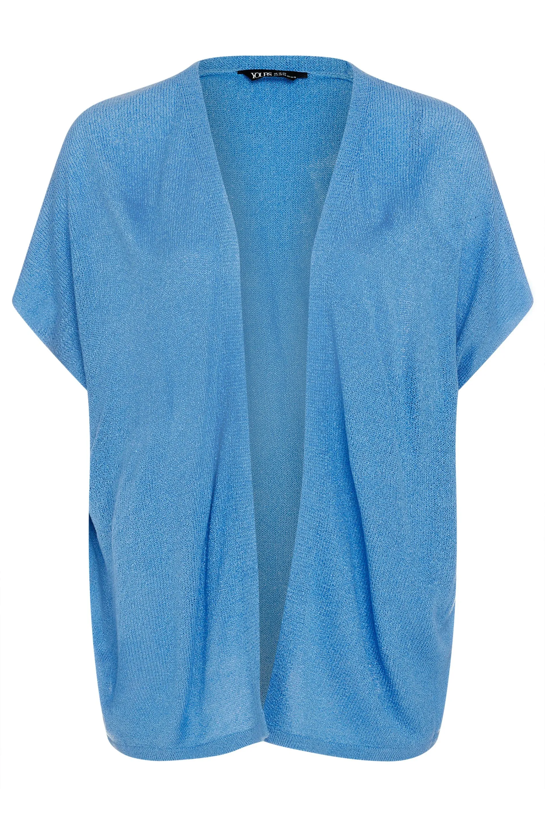 YOURS Curve Blue Knitted Boxy Cardigan