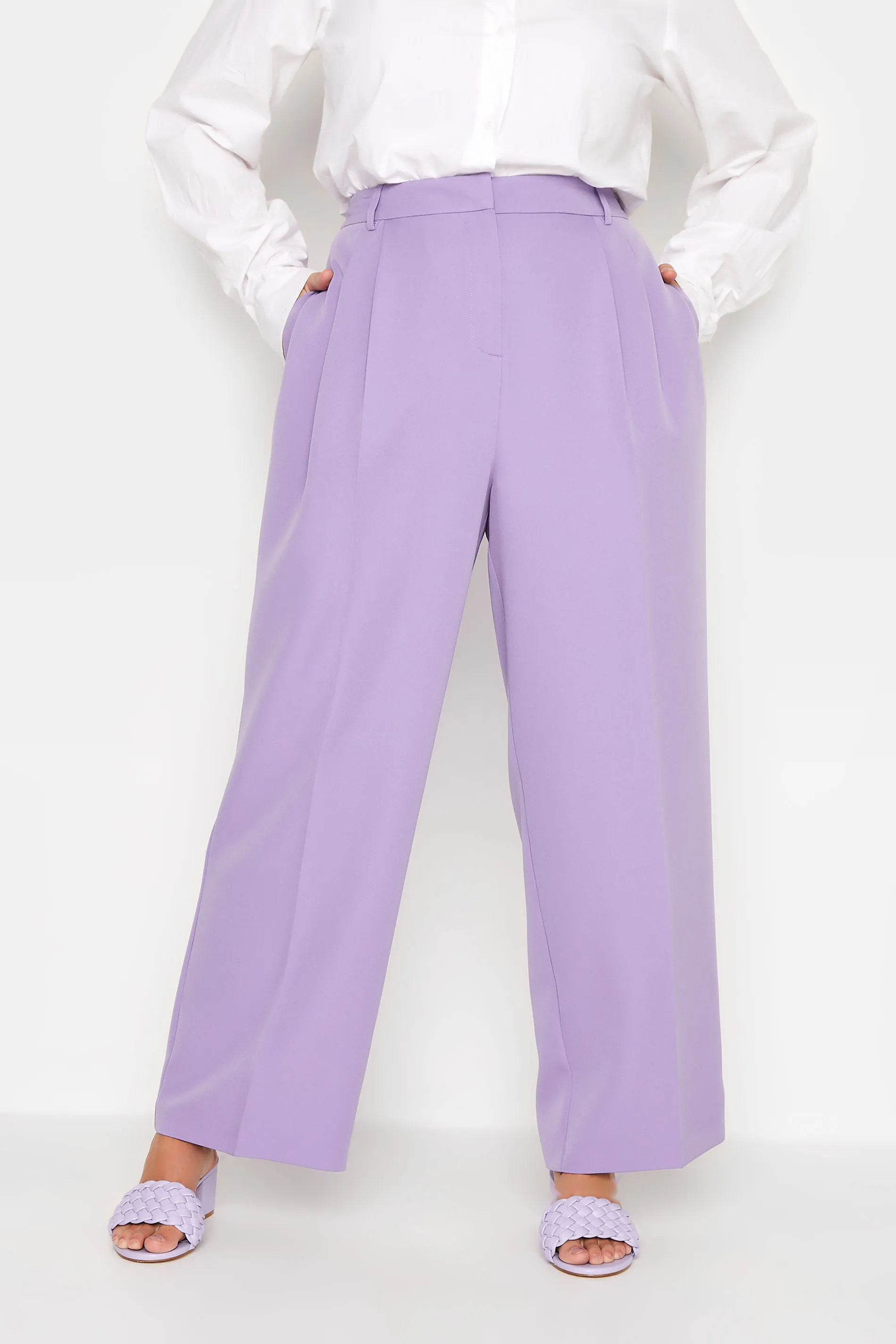 YOURS Curve Purple Wide Leg Trousers