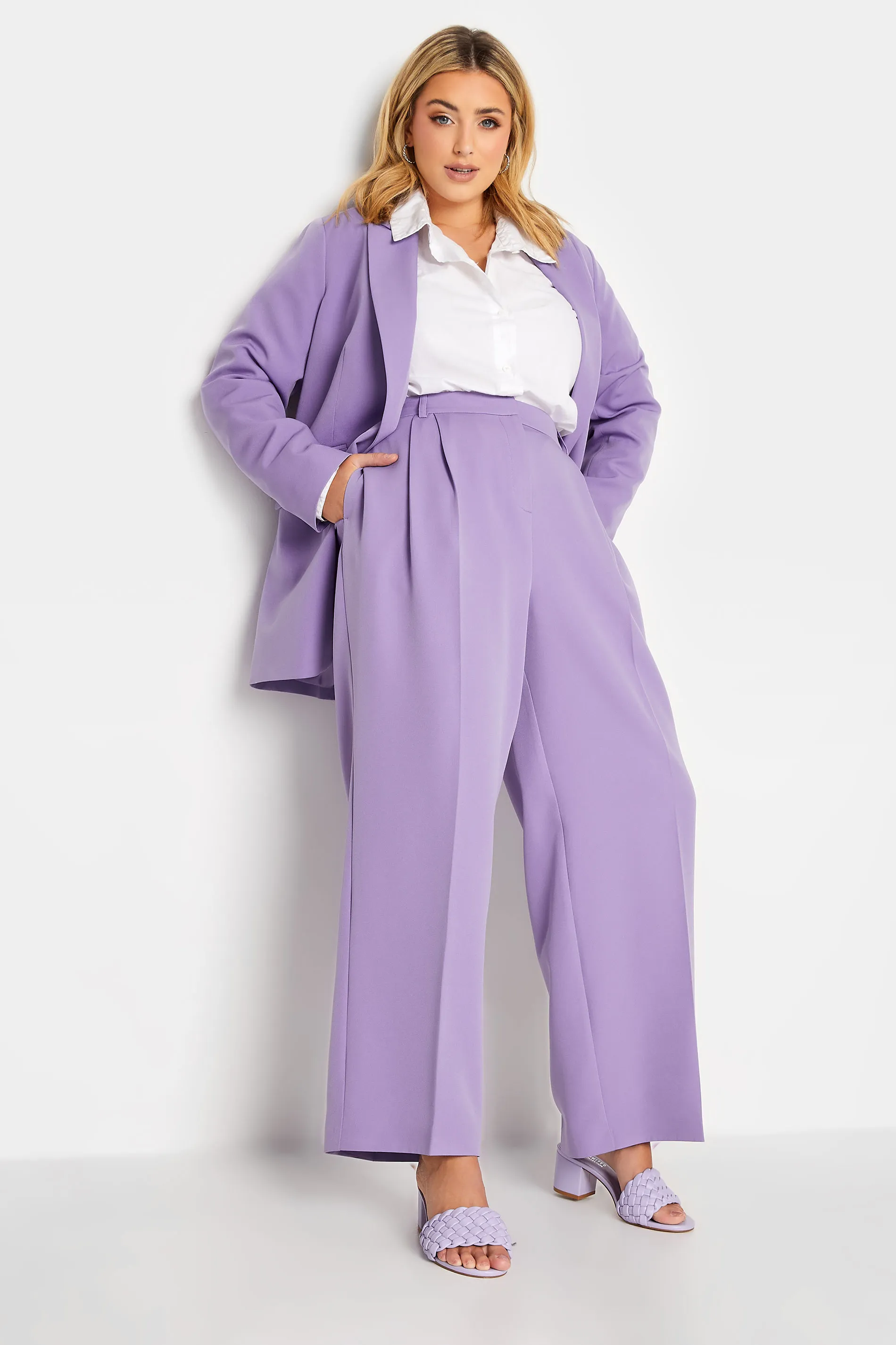 YOURS Curve Purple Wide Leg Trousers